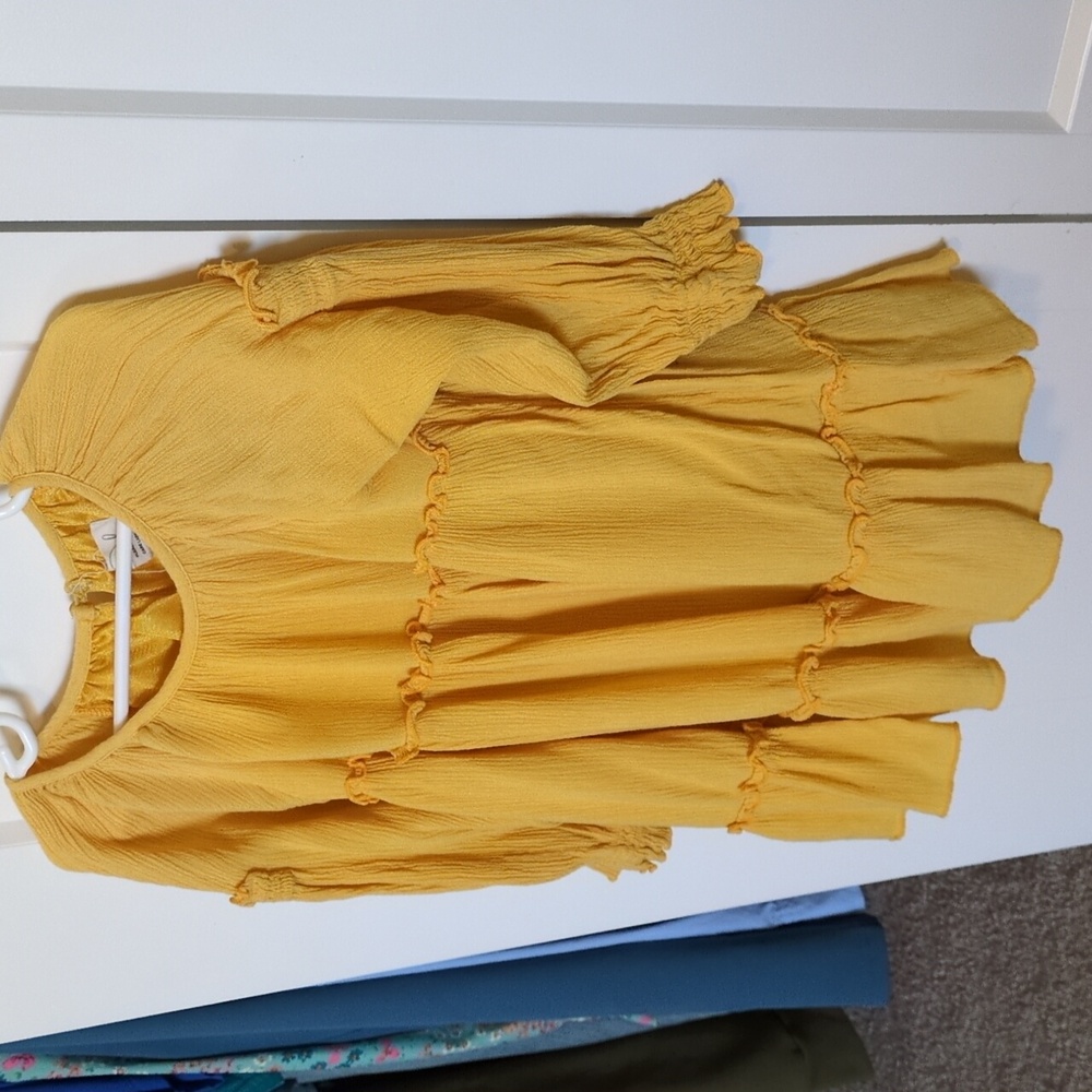 Yellow long sleeve flowy dress